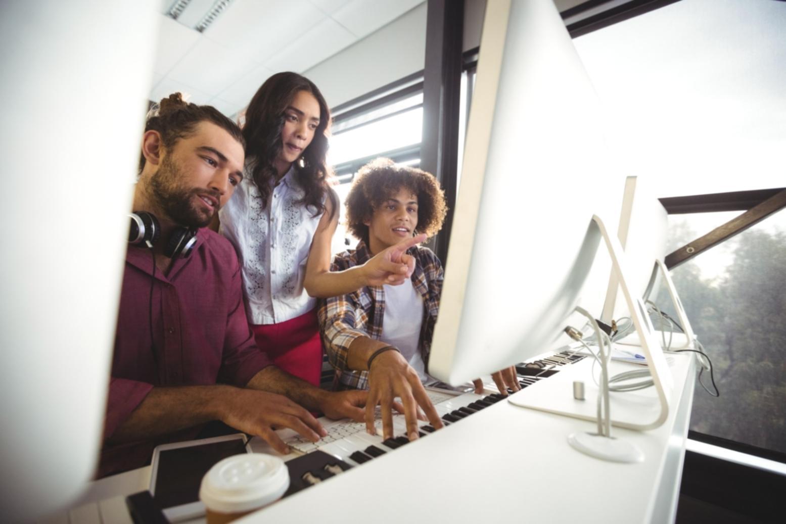 Collaborative workspace showing partnership materials and planning